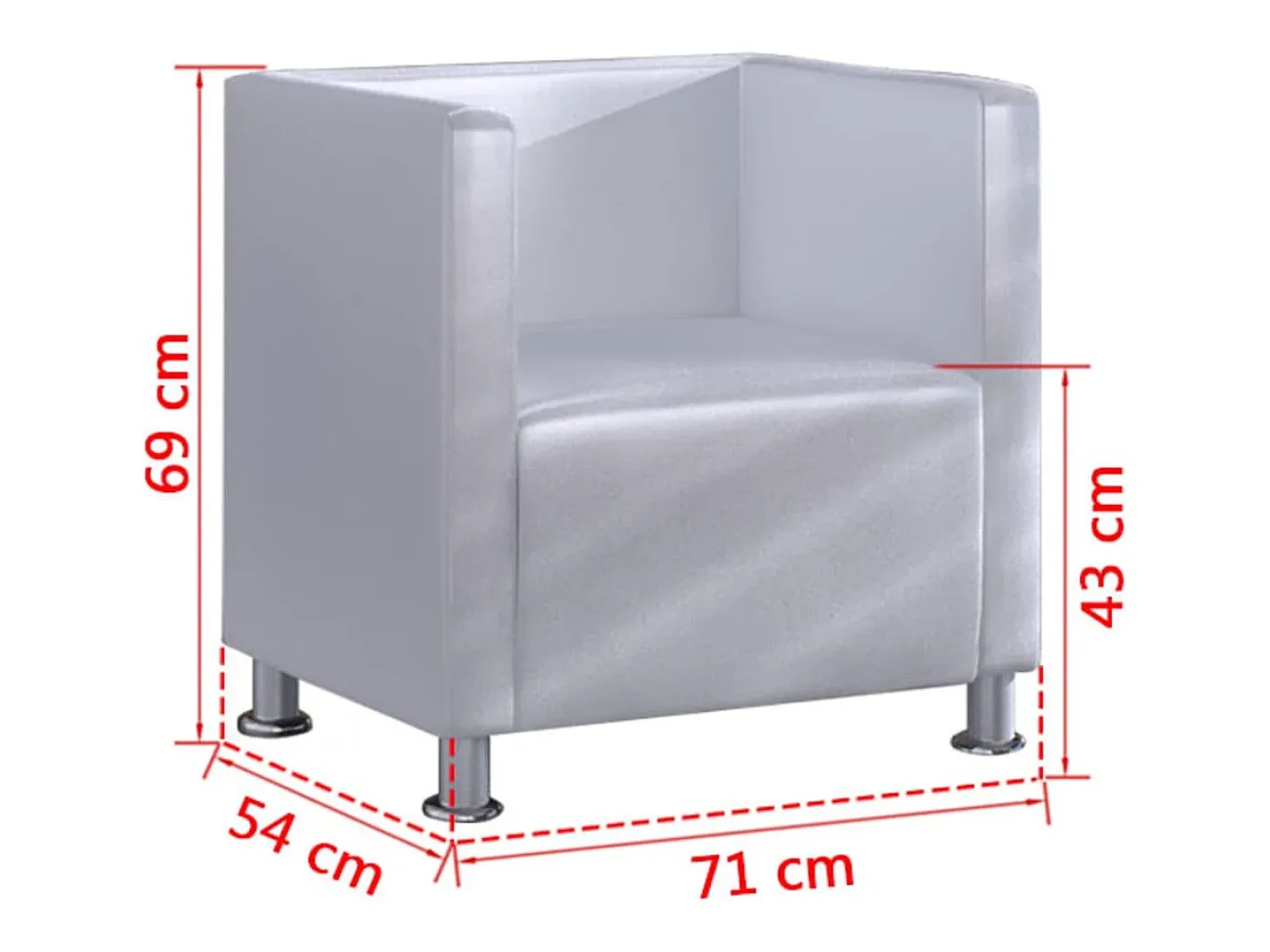 Sillón en forma de cubo de cuero sintético blanco