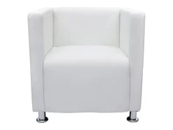Sillón en forma de cubo de cuero sintético blanco