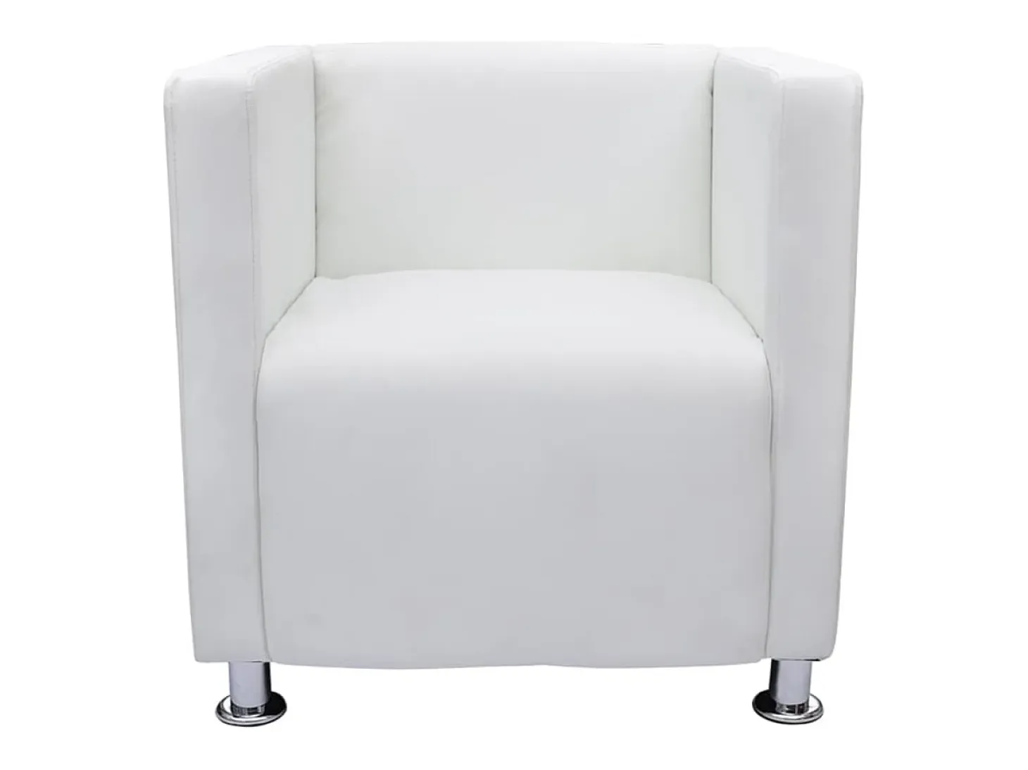 Sillón en forma de cubo de cuero sintético blanco