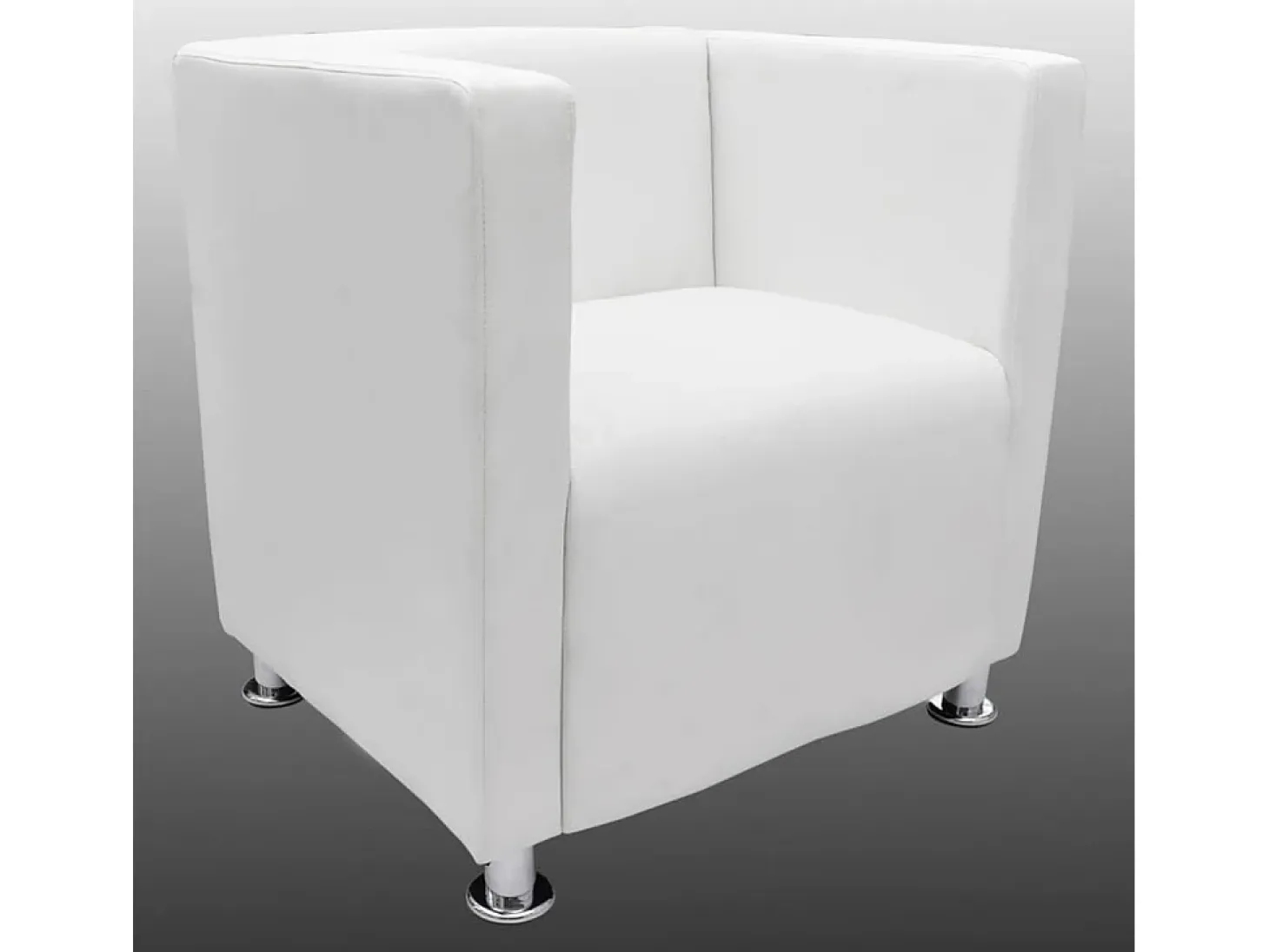 Sillón en forma de cubo de cuero sintético blanco