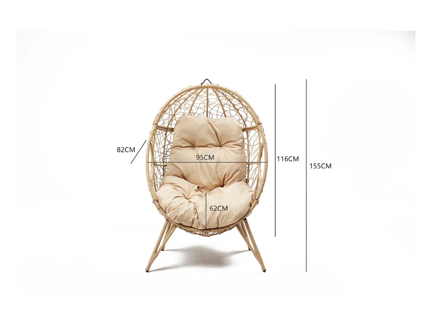Sillón en forma de huevo resina efecto de ratán beige JANE