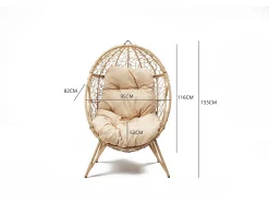 Sillón en forma de huevo resina efecto de ratán beige JANE