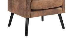 Sillón en tejido ante color café - Patas de madera negras