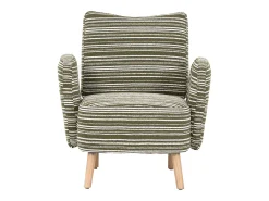 Sillón en tejido bouclé verde oliva - Patas de madera - Para salones, dormitorios y despachos