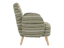 Sillón en tejido bouclé verde oliva - Patas de madera - Para salones, dormitorios y despachos