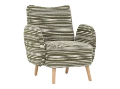 Sillón en tejido bouclé verde oliva - Patas de madera - Para salones, dormitorios y despachos