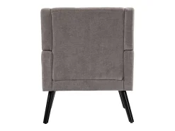 Sillón en tejido de lino gris claro con patas de madera.