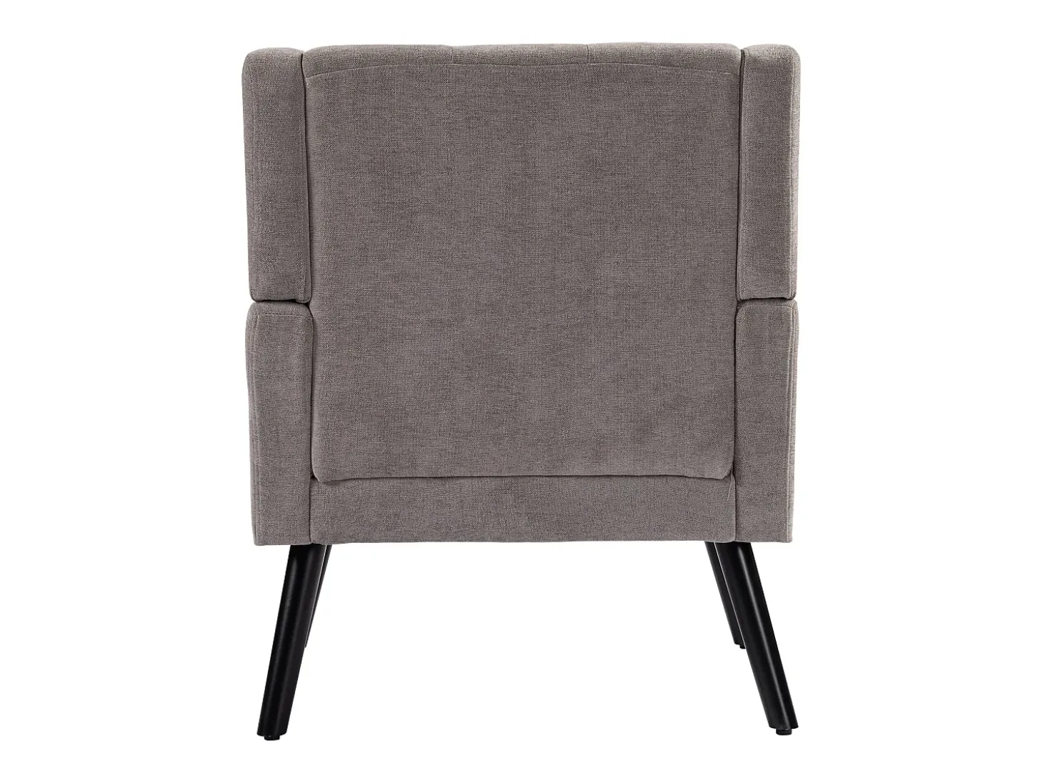 Sillón en tejido de lino gris claro con patas de madera.