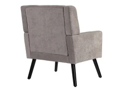 Sillón en tejido de lino gris claro con patas de madera.