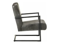 Sillón en voladizo cuero auténtico gris envejecido