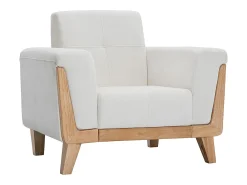 Sillón escandinavo blanco patas madera FJORD