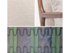 Sillón escandinavo de borreguito y madera de hevea crema