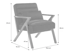 Sillón escandinavo de madera de hevea y terciopelo verde kaki