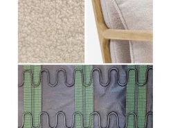 Sillón escandinavo de madera y tela borreguito crema