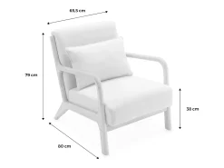 Sillón escandinavo de madera y tela borreguito crema