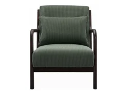 Sillón escandinavo de pana y madera de hevea verde