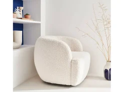 Sillón giratorio 360º de borreguito y metal crema