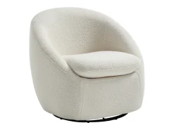 Sillón giratorio de tejido bouclé blanco NETALIO