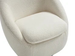 Sillón giratorio de tejido bouclé blanco NETALIO