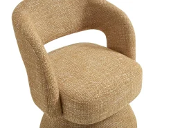 Sillón giratorio de tela texturizada amarillo mostaza NAROLIA