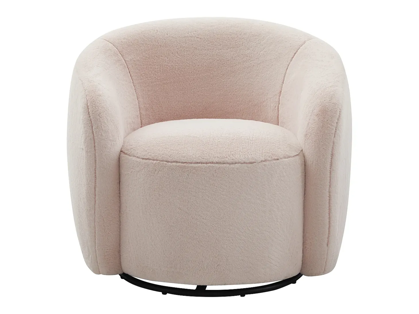 Sillón giratorio en piel sintética de pelo color rosa VEREIDE