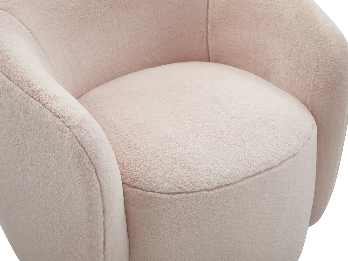 Sillón giratorio en piel sintética de pelo color rosa VEREIDE