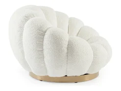 Sillón giratorio en tejido blanco efecto bouclé - FLOREL