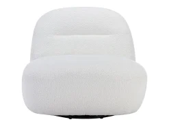 Sillón giratorio en tela bouclé color blanco POZETI