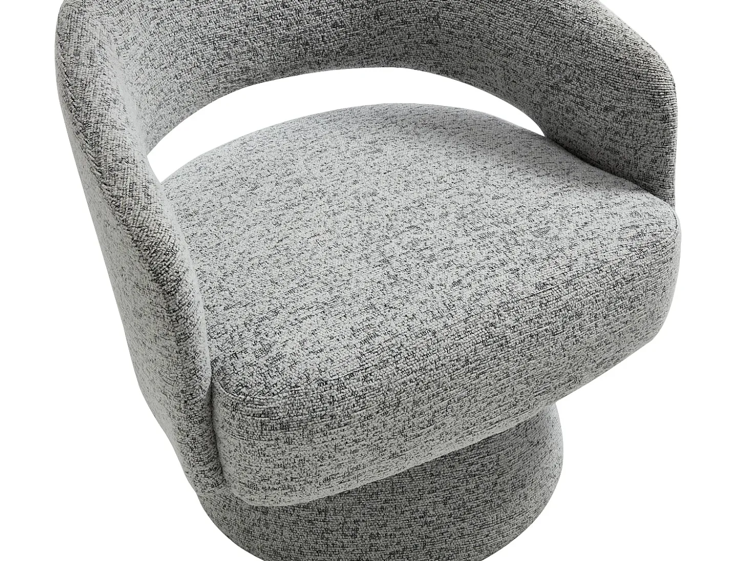 Sillón giratorio redondeado en chenilla gris FEDOTE