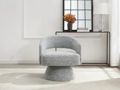Sillón giratorio redondeado en chenilla gris FEDOTE