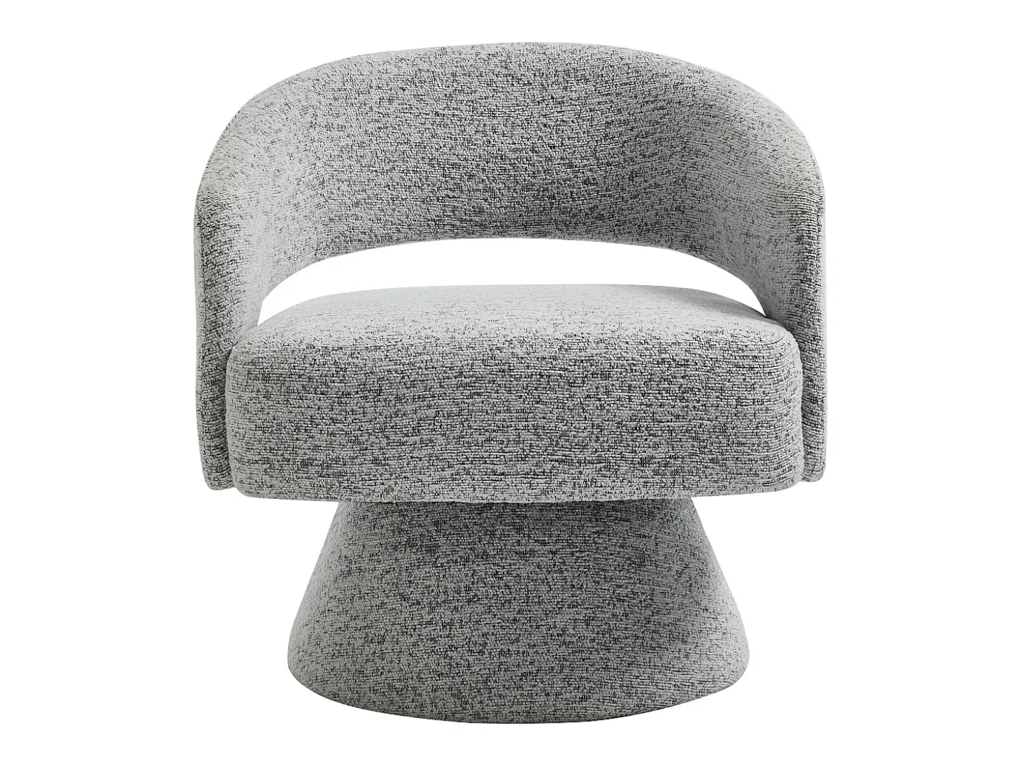 Sillón giratorio redondeado en chenilla gris FEDOTE