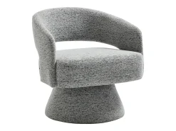 Sillón giratorio redondeado en chenilla gris FEDOTE