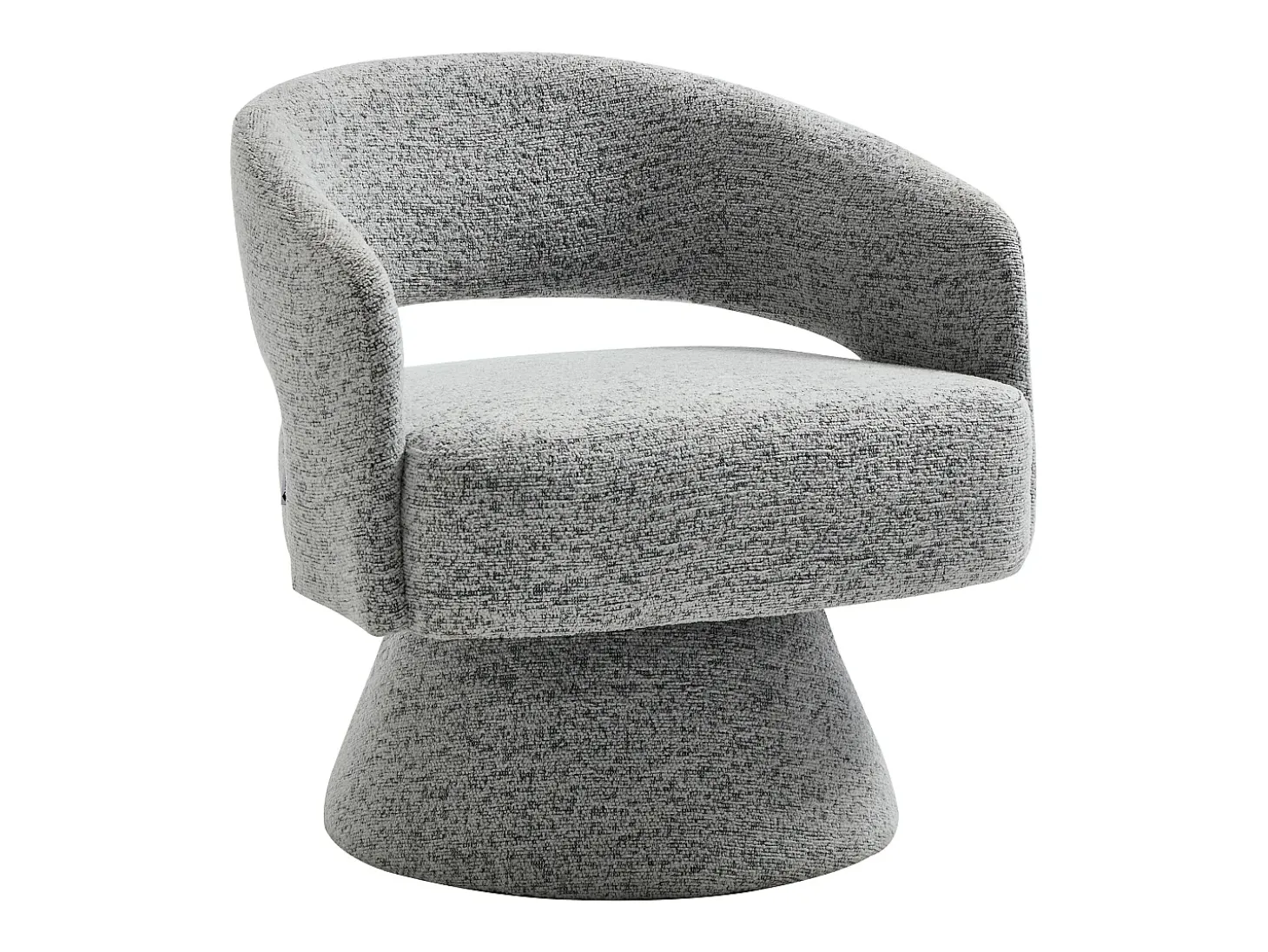 Sillón giratorio redondeado en chenilla gris FEDOTE