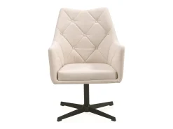 Sillón giratorio tapizado en color crema y patas metálicas