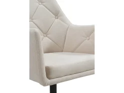 Sillón giratorio tapizado en color crema y patas metálicas