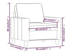 Sillón Gris Claro 60 cm Tela