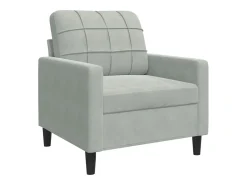 Sillón Gris Claro 60 cm Terciopelo