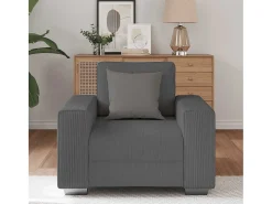 Sillón gris oscuro 60 cm tejido pana