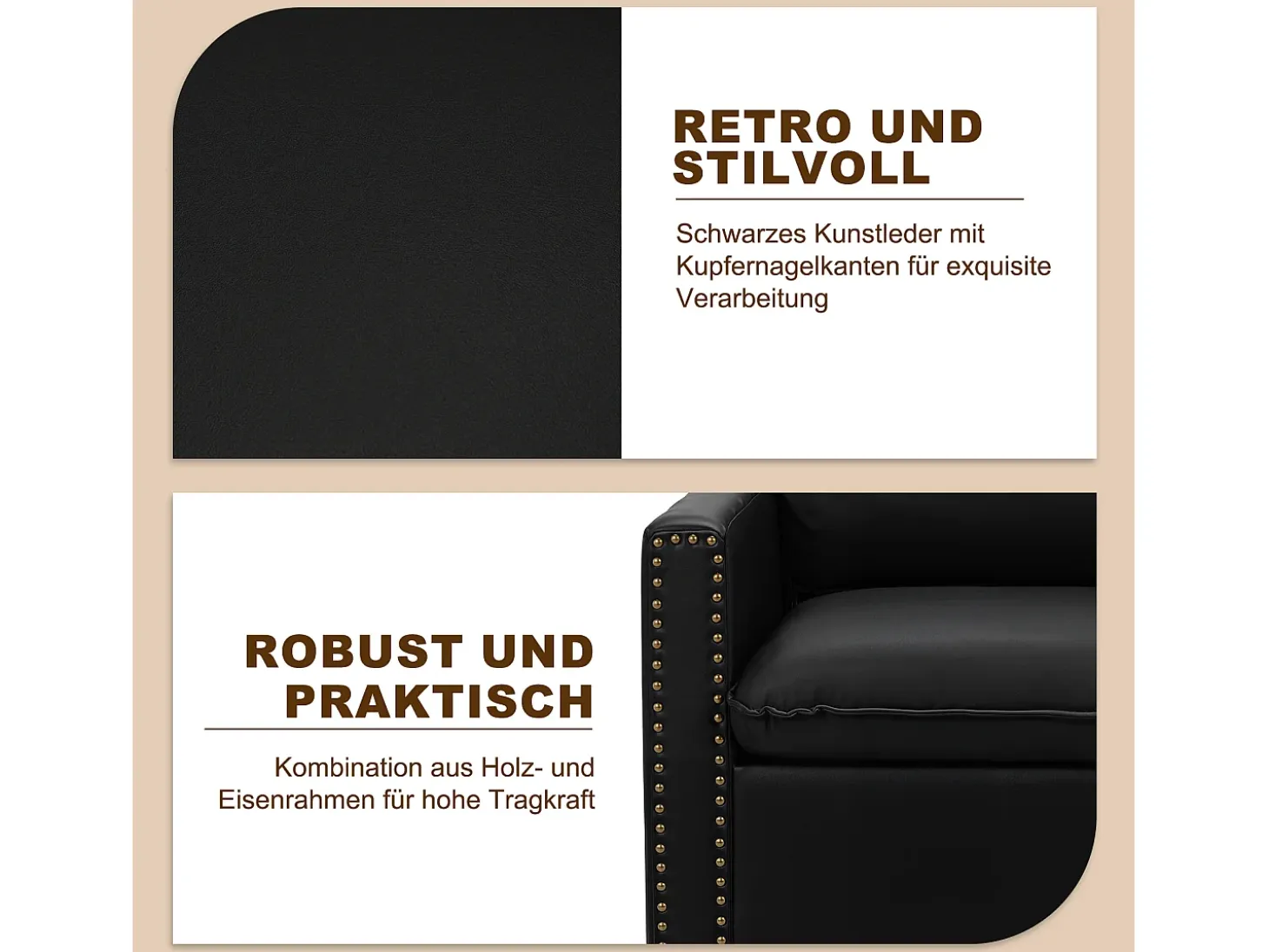 Sillón Individual Giratorio 360°, Butaca Relajante Giratoria con Reposacabezas para Sala de Estar, Dormitorio y Oficina, Grande y Cómodo - Negro