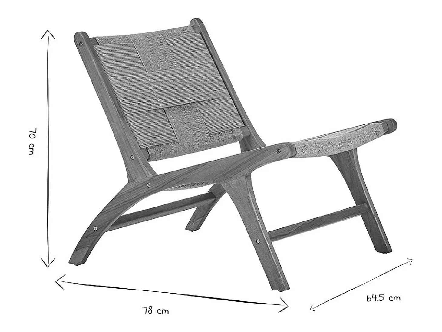 Sillón lounge de madera de teca maciza y cuerda trenzada YARI