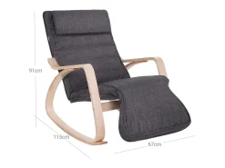 Sillón mecedor 67x125x91 cm Gris lyngicz