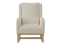 Sillón, mecedora con cojín, silla de ocio, adecuada para sala de estar, dormitorio, balcón, lino, beige.