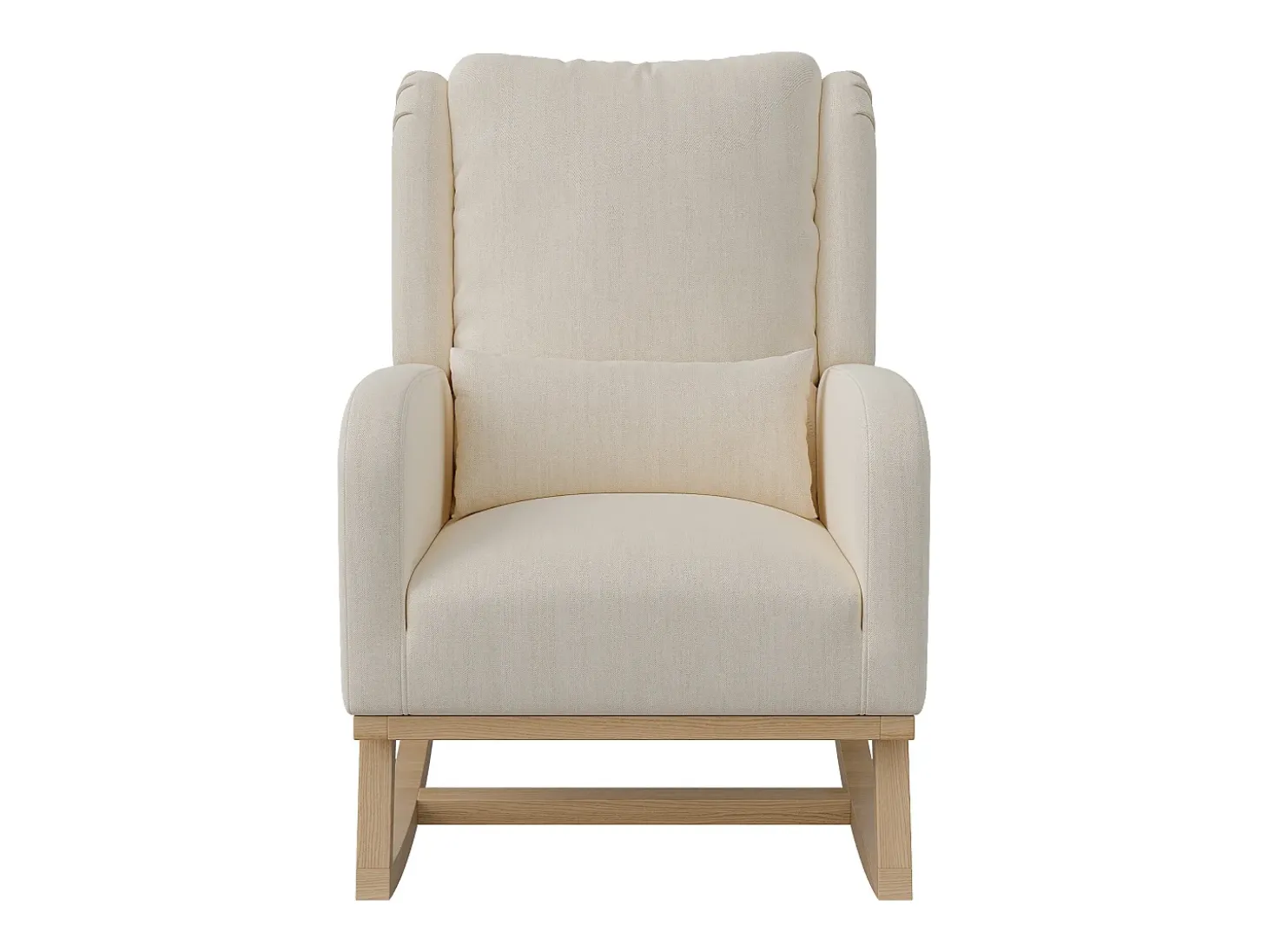 Sillón, mecedora con cojín, silla de ocio, adecuada para sala de estar, dormitorio, balcón, lino, beige.