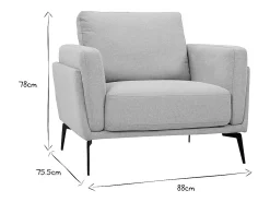 Sillón moderno de tejido efecto aterciopelado texturizado beige y metal negro MOSCO