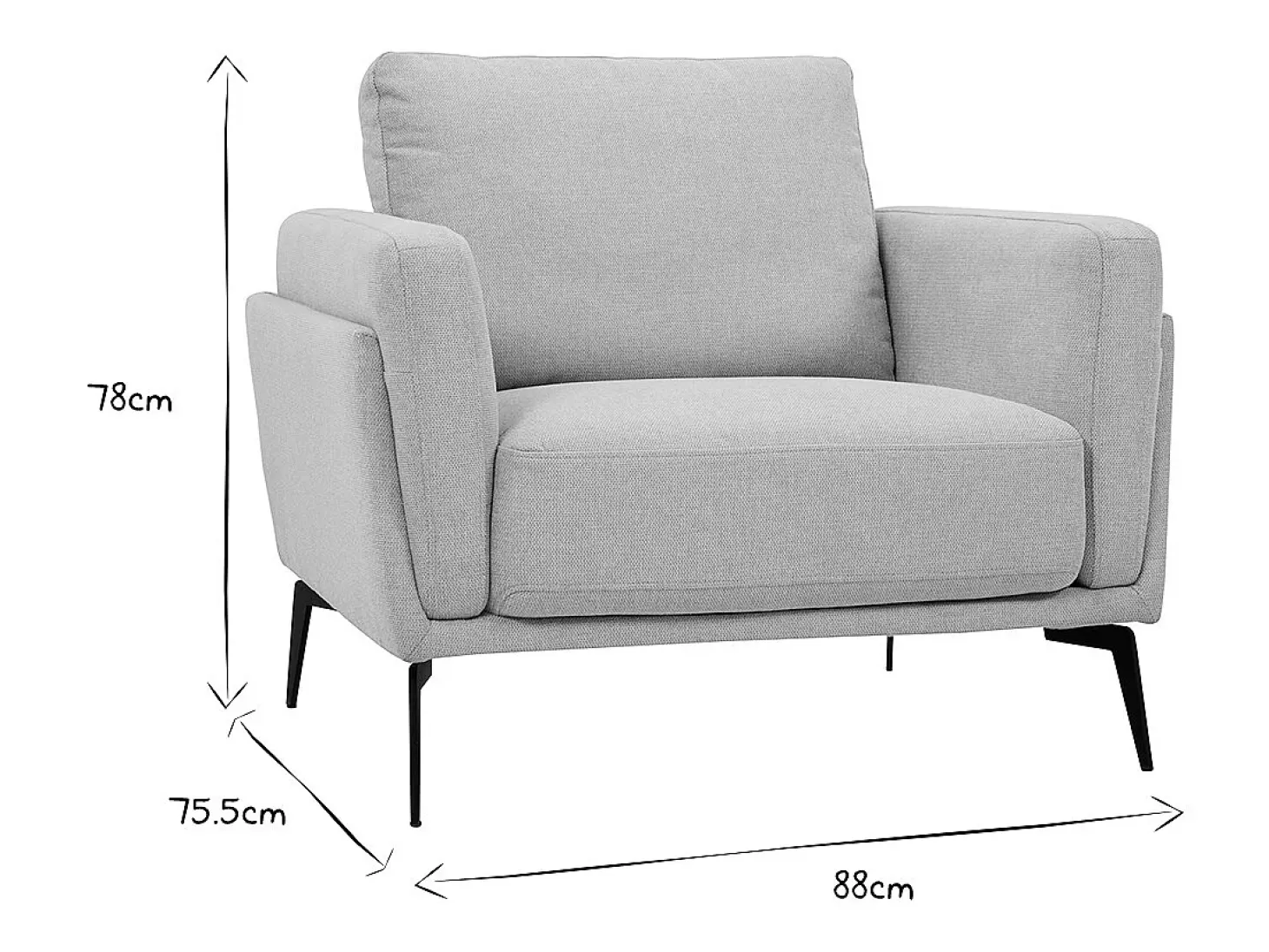 Sillón moderno de tejido efecto aterciopelado texturizado beige y metal negro MOSCO