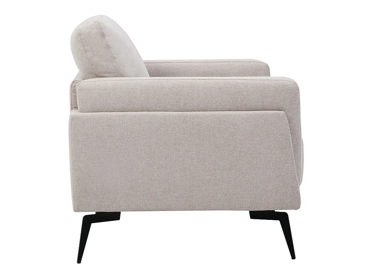 Sillón moderno de tejido efecto aterciopelado texturizado beige y metal negro MOSCO