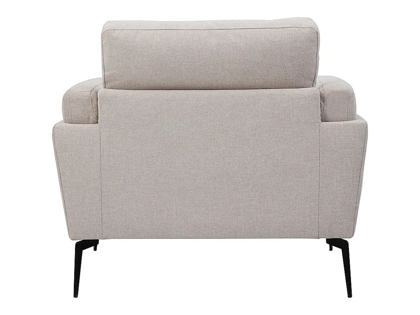 Sillón moderno de tejido efecto aterciopelado texturizado beige y metal negro MOSCO