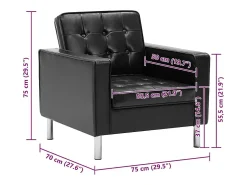 Sillón negro 75x70x75 cm piel sintética