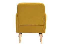 Sillón nórdico de tejido efecto aterciopelado texturizado amarillo mostaza y madera ISKO