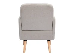 Sillón nórdico de tejido efecto aterciopelado texturizado beige y madera ISKO
